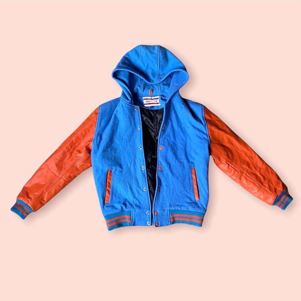 Amazing blue and orange vintage varsity jacket! - small